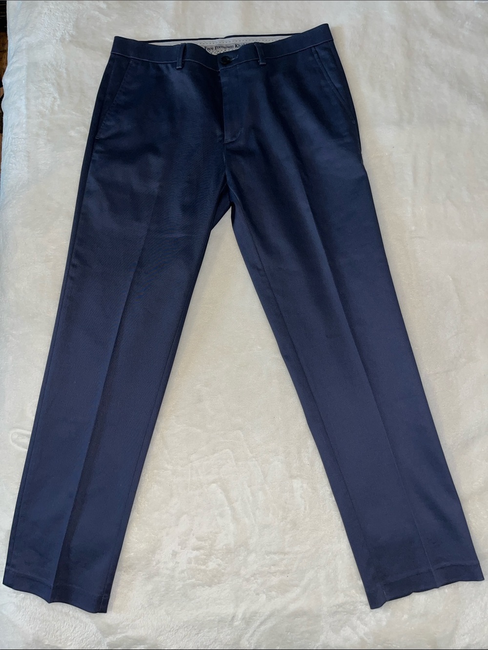 Haggar Men's Navy Iron Free PREMIUM Khaki Pants Slim Straight 32X29 EUC